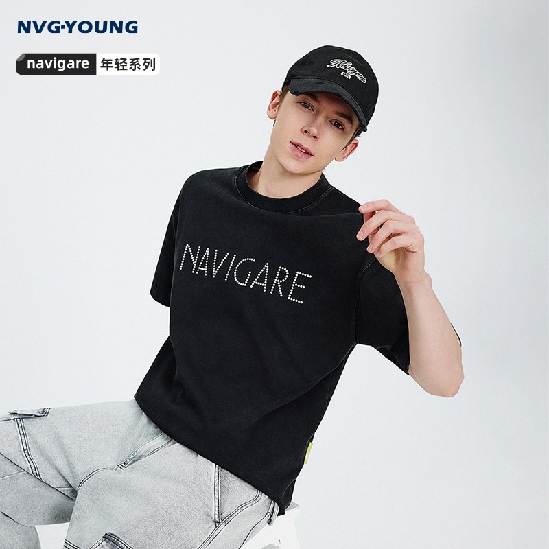 Navigare意大利小帆船纯棉圆领T恤男短袖2026夏季复古宽松体恤衫,男装,T恤,淘宝优惠券,粉丝福利购,淘宝优惠卷