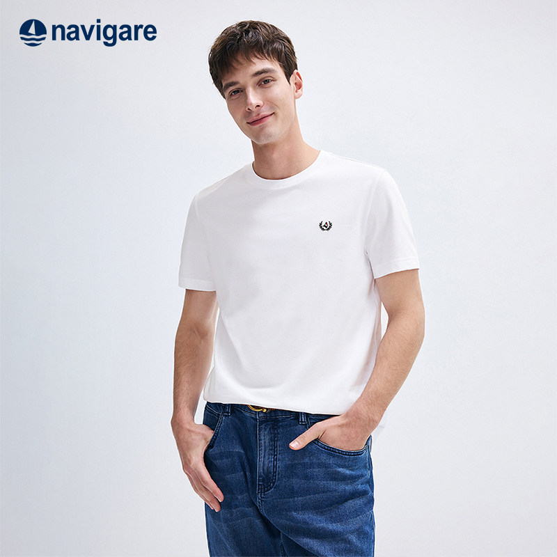 【k姐推荐】Navigare意大利小帆船白色基础T恤衫休闲男短袖上衣