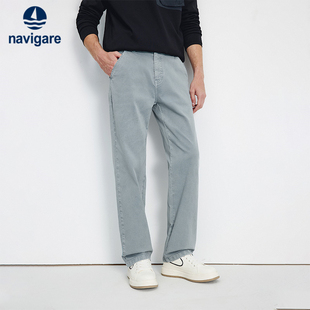 灰色通勤风长裤 Navigare意大利小帆船时尚 新款 男春秋季 舒弹休闲裤