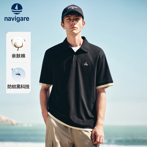 Navigare防蚊宽松短袖POLO衫