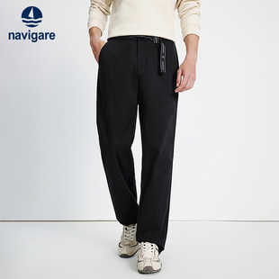 男士 直筒裤 2025秋季 时尚 新款 Navigare意大利小帆船黑色通勤休闲裤
