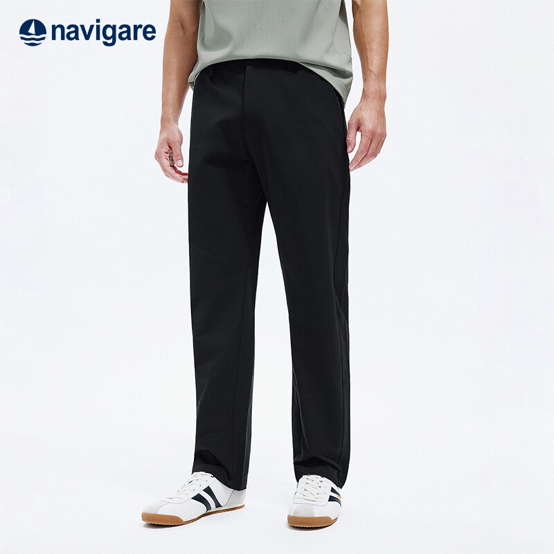 Navigare意大利小帆船黑色运动休闲裤男2026春夏新款速干直筒长裤