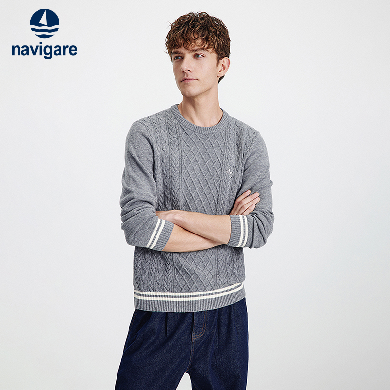 Navigare纯羊毛圆领针织衫