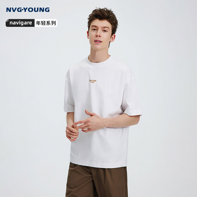 Navigare意大利小帆船白色基础T恤男短袖2026夏季宽松凉感套头衫