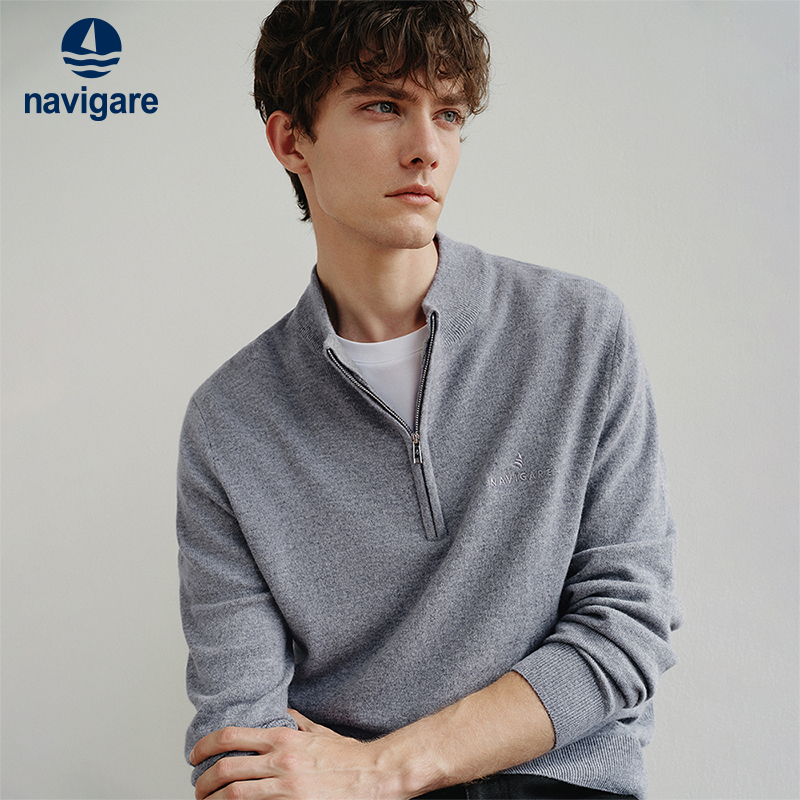 Navigare半开领羊毛保暖毛衣