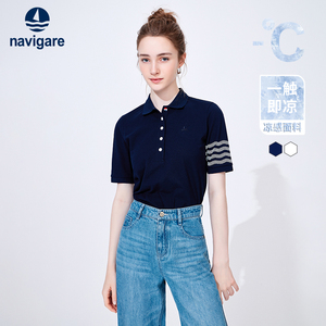 [冰丝]Navigare意大利小帆船短袖Polo衫女夏季休闲T恤翻领菠萝衫