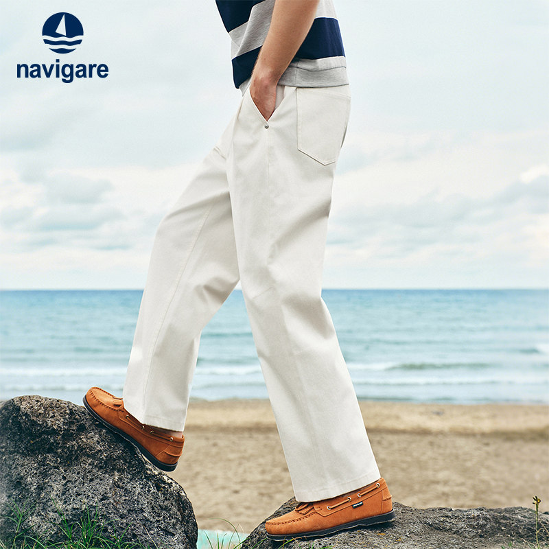 [防水]Navigare意大利小帆船白色休闲牛仔裤男2026春夏