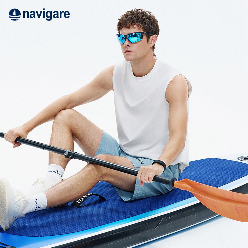Navigare意大利小帆船微阔弹力背心男士2026春夏新款白色基础上衣