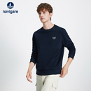 圆领套头T恤衫 Navigare意大利小帆船休闲加绒长袖 卫衣男秋冬新款