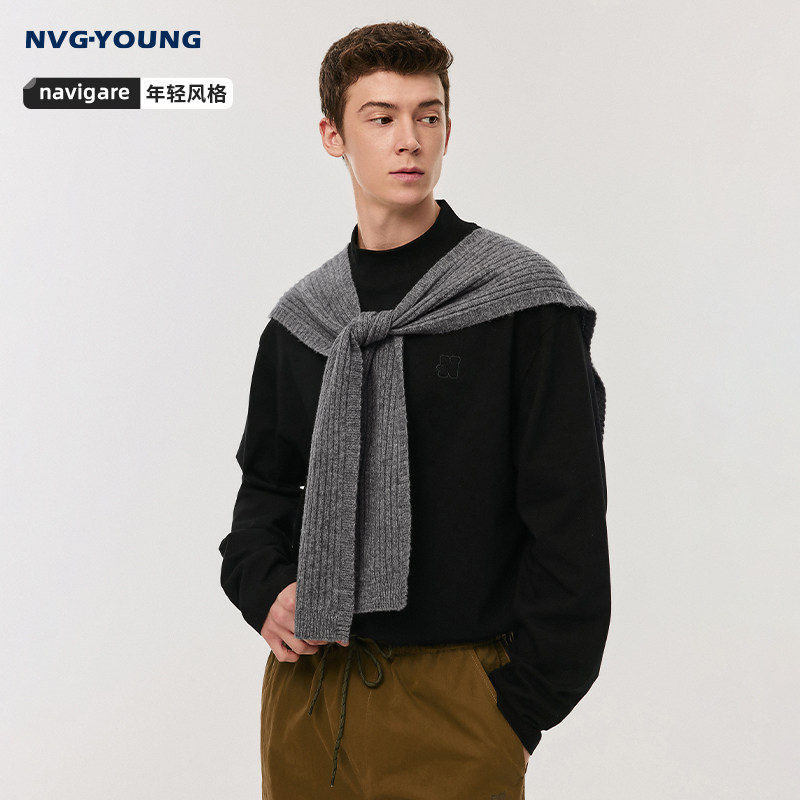 [纯羊毛]Navigare意大利小帆船法式氛围感披肩男新款针织护