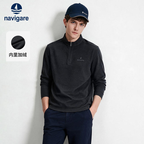 Navigare半拉链加绒长袖卫衣