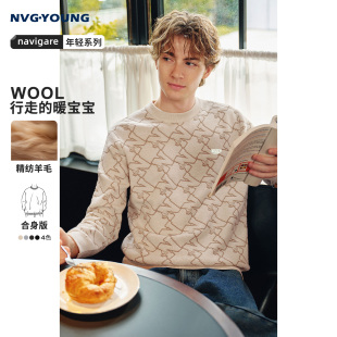 圆领针织衫 羊毛衫 男25秋季 字母时尚 新款 Navigare意大利小帆船时尚