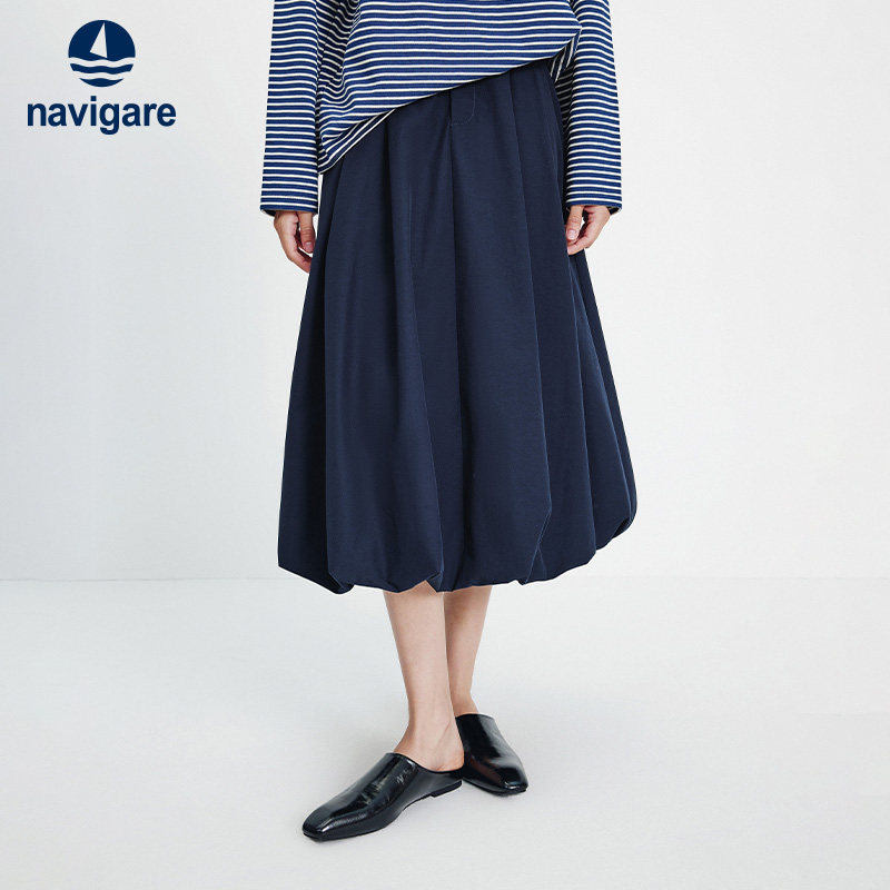 Navigare意大利小帆船高腰休闲半身裙女2026春夏通勤花苞