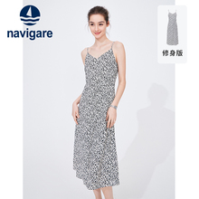 Navigare意大利小帆船法式吊带连衣裙女夏季新款无袖裙子碎花裙
