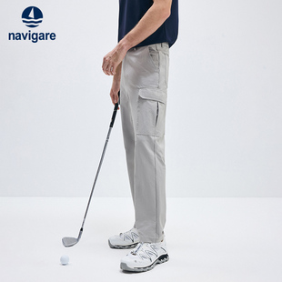 男士 弹力裤 新款 裤 子 户外工装 Navigare意大利小帆船灰色直筒休闲裤