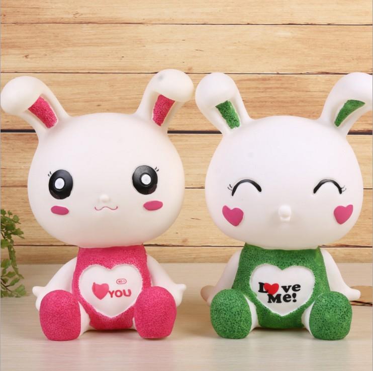 创意可爱小兔子存钱罐儿童卡通搪胶耐摔女孩储蓄罐超大号防摔礼物