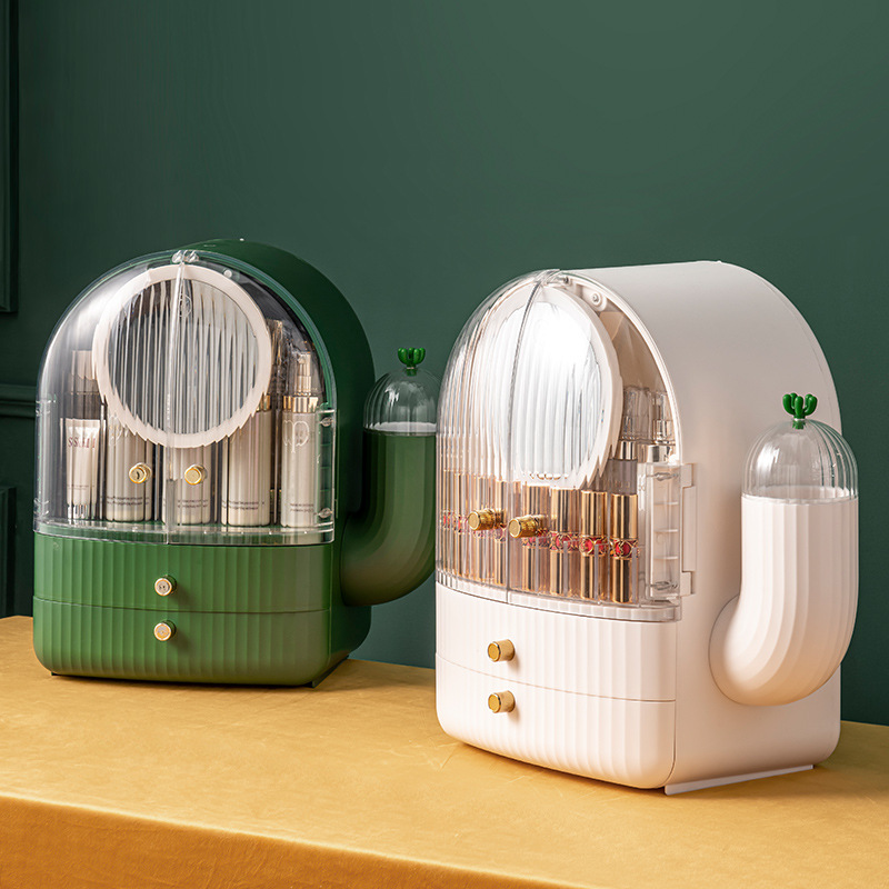 网红新款仙人掌化妆盒家用智能le