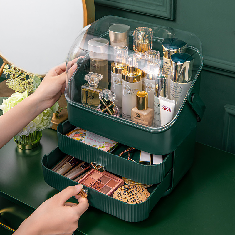 多功能升级新款透明化妆盒手提抽