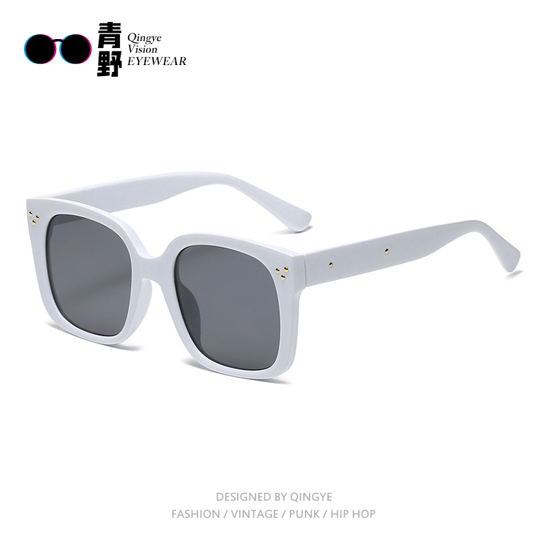 jennie联名同款gm墨镜女高级感白色方框大脸显瘦太阳眼镜防紫外线