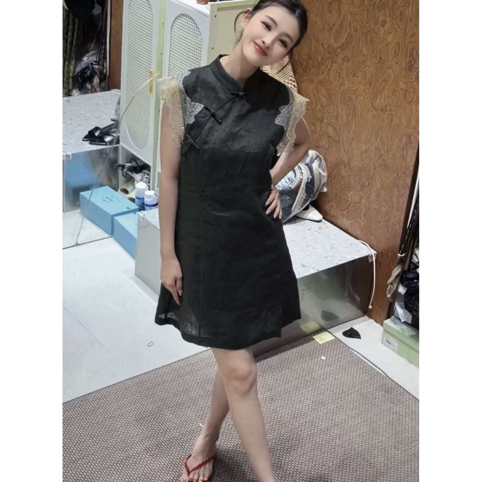 欧洲站国风盘扣旗袍款连衣裙女