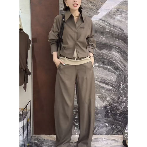 欧洲站2026秋女高腰阔腿三件套装