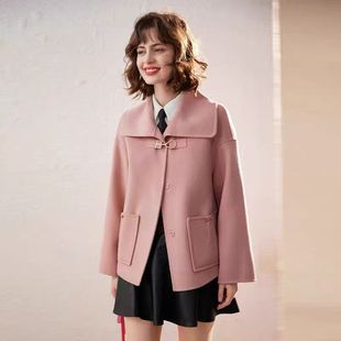 2025秋季新款减龄金属装饰扣大衣外套女HS248