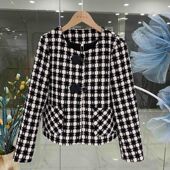 千鸟格短圆领时尚 HW541外套女2026新款 品牌装 气质热销显瘦外套