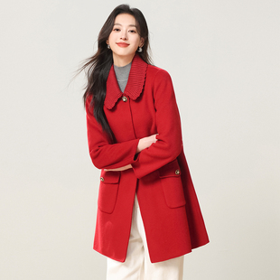 HS231季新款长款双面尼100羊毛外套女大衣2025冬时尚气质显瘦