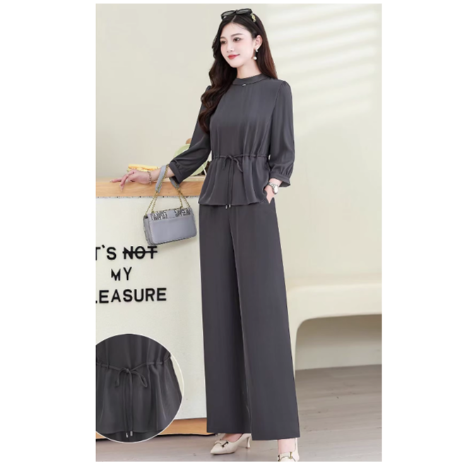 HT940套装女两件套春秋时尚2026新款洋气减龄显瘦上衣阔腿裤套装