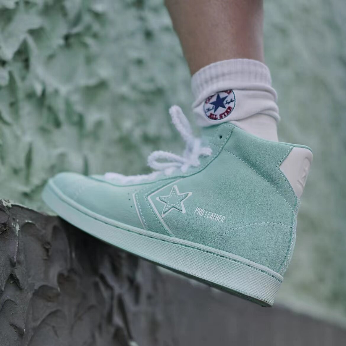 Converse Pro Leather "Hometown"湖水绿匡威翻毛皮高帮鞋171228C