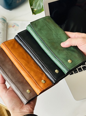 MOZE【19*9cm】厚2.5头层意大利牛皮长款钱包加厚18卡位真皮钱包