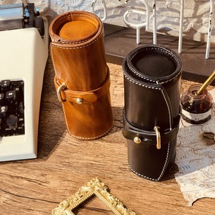 本哥牛皮眼镜盒真皮眼镜包钢笔收纳厚牛皮盒文玩包 MOZE 18.5