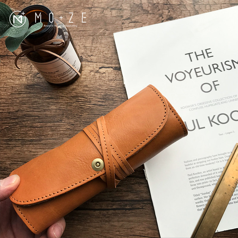 Moze卷轴钢笔包钢笔帘笔套钢笔收纳袋手工皮质大容量卷笔袋