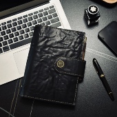 moze真皮活页手账本A6A7A5牛皮日记本笔记本商务会议记事本礼物