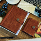 moze出品 棕色唐草纹真皮活页手账本A5A6A7牛皮记事本日记本