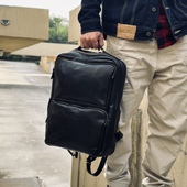 1.5kg本儿哥家头层牛皮休闲双肩电脑背包大容量通勤