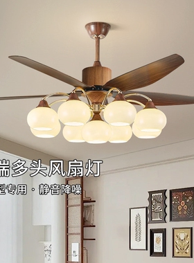 风扇灯吊扇灯餐厅2026新款客厅灯灯具大风力中古电扇灯家用一体吊