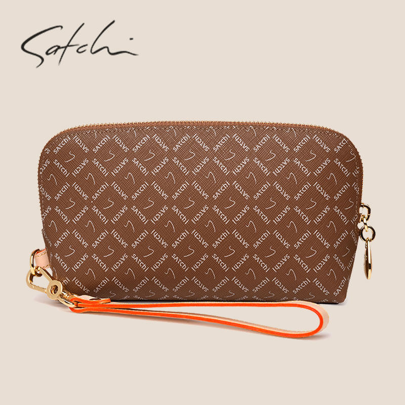 SATCHI/沙驰 真皮钱包女长款2023新款手拿包大容量卡包一体零钱包