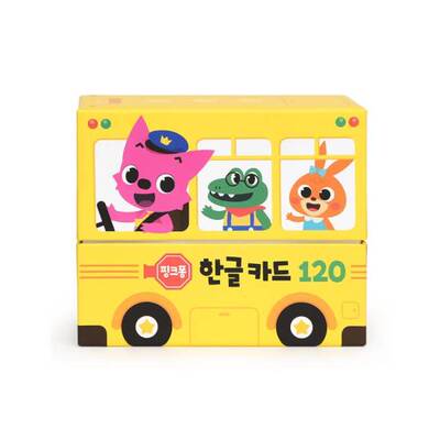 现货韩国pinkfong碰碰狐韩语卡片闪卡早教启蒙认知学习卡120张