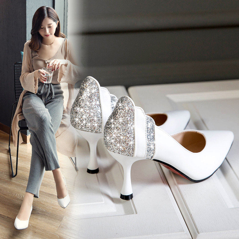 High-heeled shoes Shallow mouth Stiletto Tip 2019 new pattern Korean Edition Versatile Occupation ol black Work shoes Women's shoesin the Women's Shoes, Low shoes  category - from Buy2taobao.com to provide professional Taobao agent buy service
