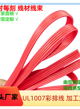 厂家直销全红色5P彩排线定制UL1007电子线并线 18AWG PVC排线加工