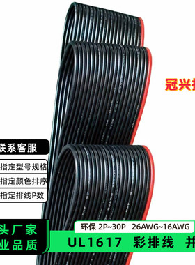 冠兴捷UL1617并排线20P红边黑色排线20AWG镀锡铜18AWG电子线16AWG