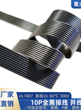 10P黑色排线 UL1007电子线30awg28awg智能机器设备电源延长线直销