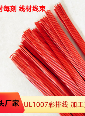 直销全红色7P彩排线镀锡铜UL1007 22awg 24awg电脑电源转接线定制