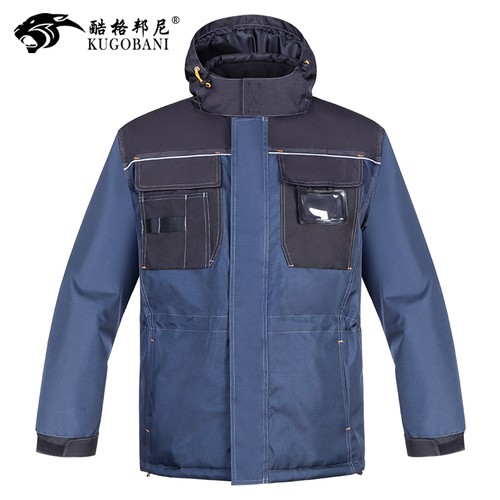 冬季加厚保暖耐磨带反光条工作服