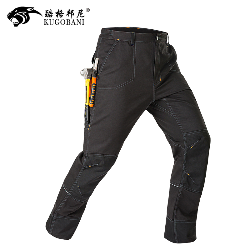工作服裤子男耐磨宽松带反光条