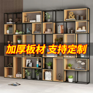铁艺书架落地客厅餐厅钢木多层隔断展示架花架博古架办公室置物架