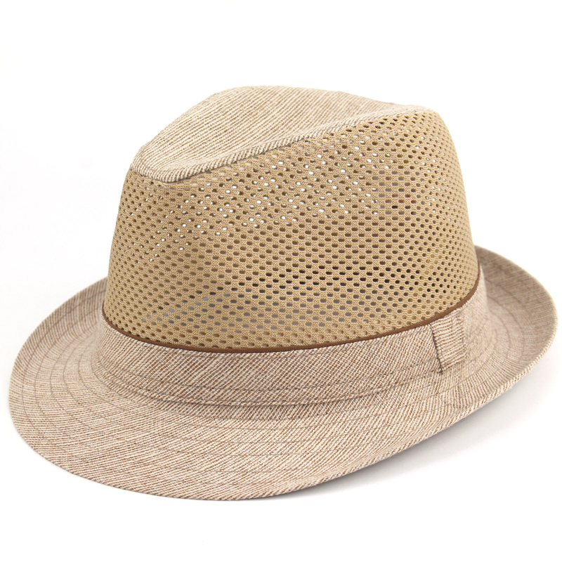 中老年人帽子男夏天礼帽网眼透气凉帽爸爸防晒遮阳帽老头爷爷草帽