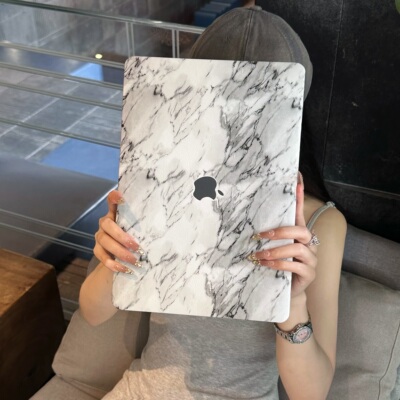 白色皮革大理石纹理笔记本电脑壳