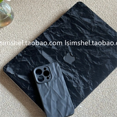 SHELL 15寸Max简约新时尚 适用于Macbook苹果保护壳笔记本M4pro14寸新款 外壳褶皱丝绒黑AirM313.6英寸软套16